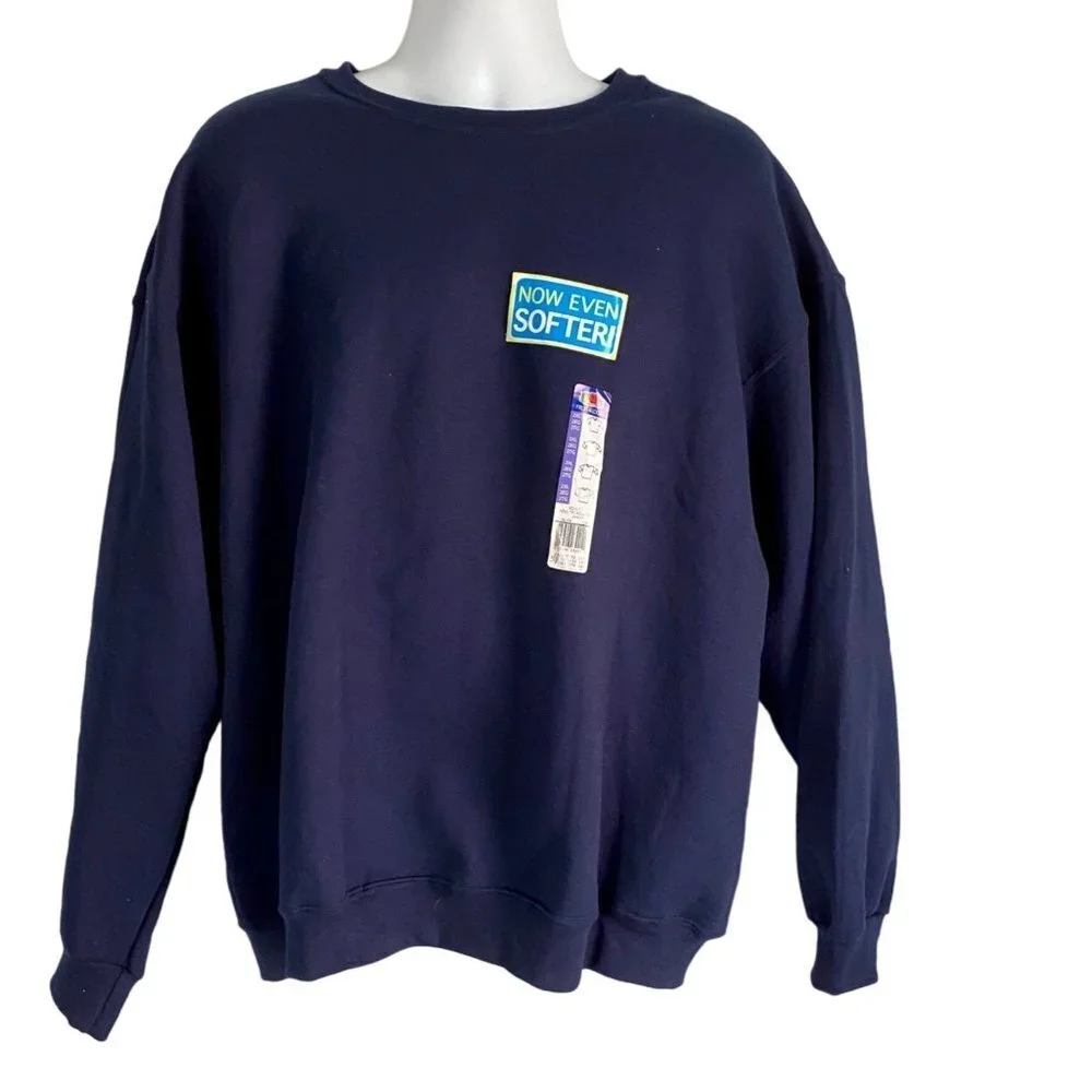 Fruit of the Loom Navy Pull Over Sweatshirt Men's 2XL NEW - Picture 2 of 10